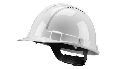 Fototapeta premium White construction hard hat, essential personal protective equipment for worker safety and protection, isolated on transparent background