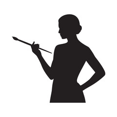 Silhouette of an artist holding a paintbrush