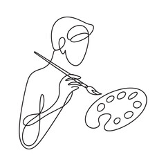 Artist creating art with brush and palette