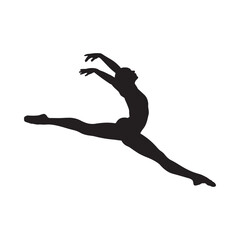Graceful silhouette of a dancer in mid leap