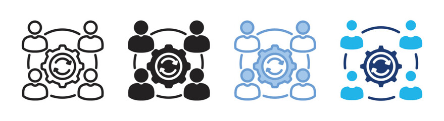 Teamwork icon set multiple style collection