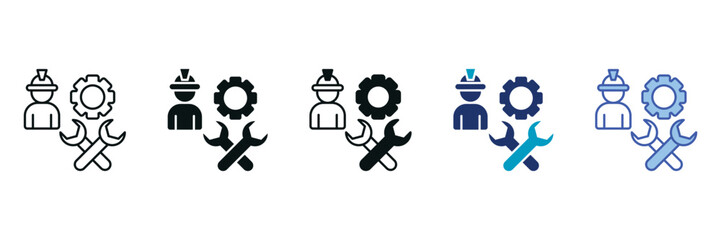 Engineering Icon Set Consisting of Multiple Styles Vector Illustration
