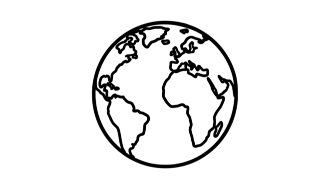 Outline of the Earth Globe on a Black Background graphic (98 isolated on a transparent background - Powered by Adobe