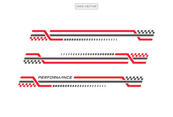 wrap design for car vectors. sports red stripes, car stickers. racing decals for tuning illustration