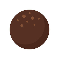 Dark chocolate truffle or bonbon with subtle cocoa texture, a simple flat vector icon representing confectionery and sweet desserts.