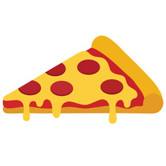 A single, mouth-watering slice of pepperoni pizza with melting cheese dripping down, a tasty flat vector illustration for menus and apps.
