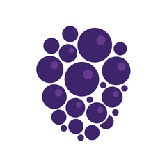 Stylized cluster of dark purple berries, such as blueberries or grapes, using simple flat vector circles in various sizes.