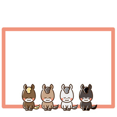 正座で挨拶する馬カルテットとフレーム