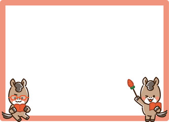 本を読む馬と指し棒を持った馬とフレーム