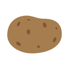 Whole brown russet potato with eyes, a common root vegetable and staple food flat vector illustration.
