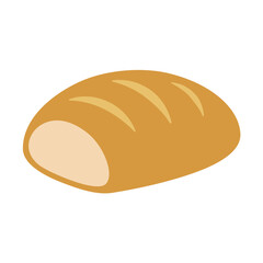 Simple loaf of freshly baked artisan bread with scored crust, a staple food flat vector illustration.