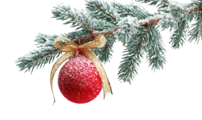 PNG Festive red ornament on branch.
