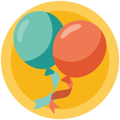 Helium balloons floating block and flat style icon vector illustration design