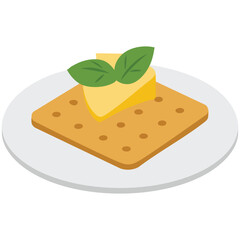 Cracker biscuit on plate for pastry food concept vector illustration snack