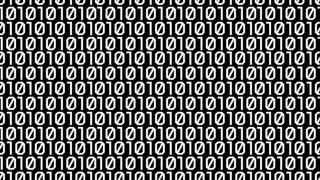 4K seamless loop of repeating &ldquo;0&rdquo; and &ldquo;1&rdquo; digits forming a clean binary pattern. Minimal tech-style animation ideal for coding themes, AI visuals, data backgrounds, and futuristic design projects.
