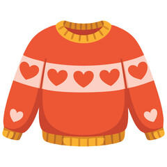 Chunky valentine sweater with heart emblem cartoon vector illustration