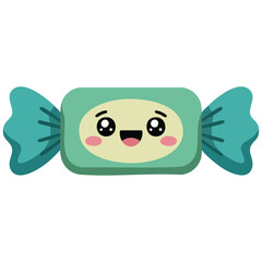 Fruity mint candy treat isolated on white background flat cartoon vector