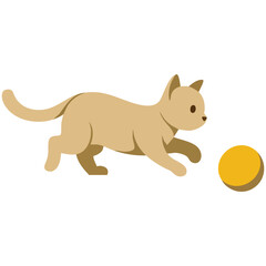 Cute cat playing with ball pet vector illustration on white background