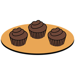 Chocolate cupcakes sitting on plate ready to eat dessert