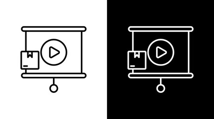 Product Video White Icon Set Design