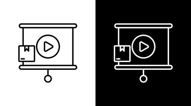 Product Video White Icon Set Design