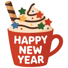 Hot chocolate drink with whipped cream and cinnamon spice isolated vector illustration on white background