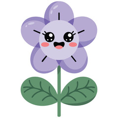 Cute gardening cartoon featuring adorable flower character isolated vector illustration on white background