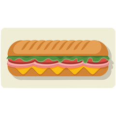 Sandwich with pork roast and mustard cuban dish isolated vector illustration on white background