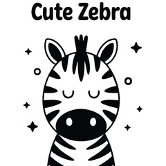 Naklejka premium Childish poster with cute cartoon zebra and lettering isolated vector illustration on white background