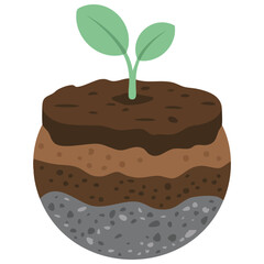 Land section soil layers diagram geology underground isolated vector illustration on white background
