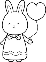Cute cartoon rabbit holding a heart