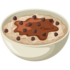 Chocolate oatmeal with chocolate chips breakfast cereal isolated vector illustration on white