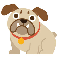 Cute bulldog dog breed cartoon character isolated vector illustration on white background