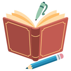 Blank notebook with pen for text design isolated vector illustration on white background