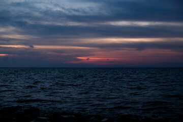 Obraz premium Beautiful view of sunset at Tanjung Medang Beach, Rupat Utara