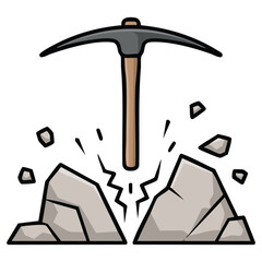 Pickaxe tool icon mining equipment isolated vector illustration on white background