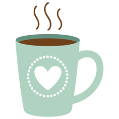 Large tea coffee cup flat design cartoon isolated vector illustration on white