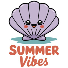 Funny shell character vector sea animal isolated vector illustration on white background