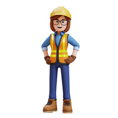 Female Handywoman Construction Worker hand on hip. Ready for Work