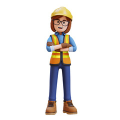 Female Handywoman Construction Worker arms crossed
