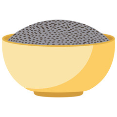 Chia seeds in wooden bowl healthy superfood ingredient isolated vector illustration on white background