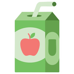 Kids juice container with flexible straw beverage box isolated vector illustration on white background