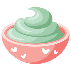 Dairy sour cream topping for traditional beet soup isolated vector illustration on white background