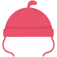 Pink colored baby hat infant headwear accessory isolated vector illustration on white background