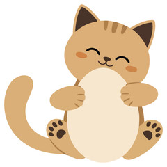 Cute cartoon cat carrying Easter egg holiday character isolated vector illustration on white background