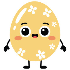Character Easter egg with expressive face spring celebration isolated vector illustration on white background