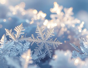 Snow Crystal Close-Up Winter Background