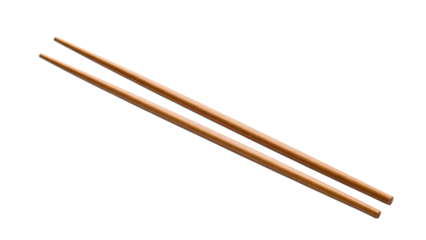 A pair of traditional wooden chopsticks, commonly used in east asian cuisine, neatly placed and isolated on a transparent background
