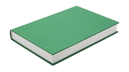 A simple green hardcover book with a blank cover, perfect for representing education, learning, or storytelling, isolated on transparent background