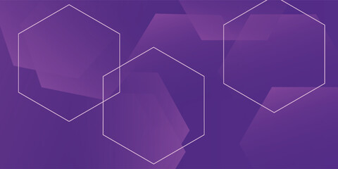 Modern banner purple background with hexagon lines. Vector illustration